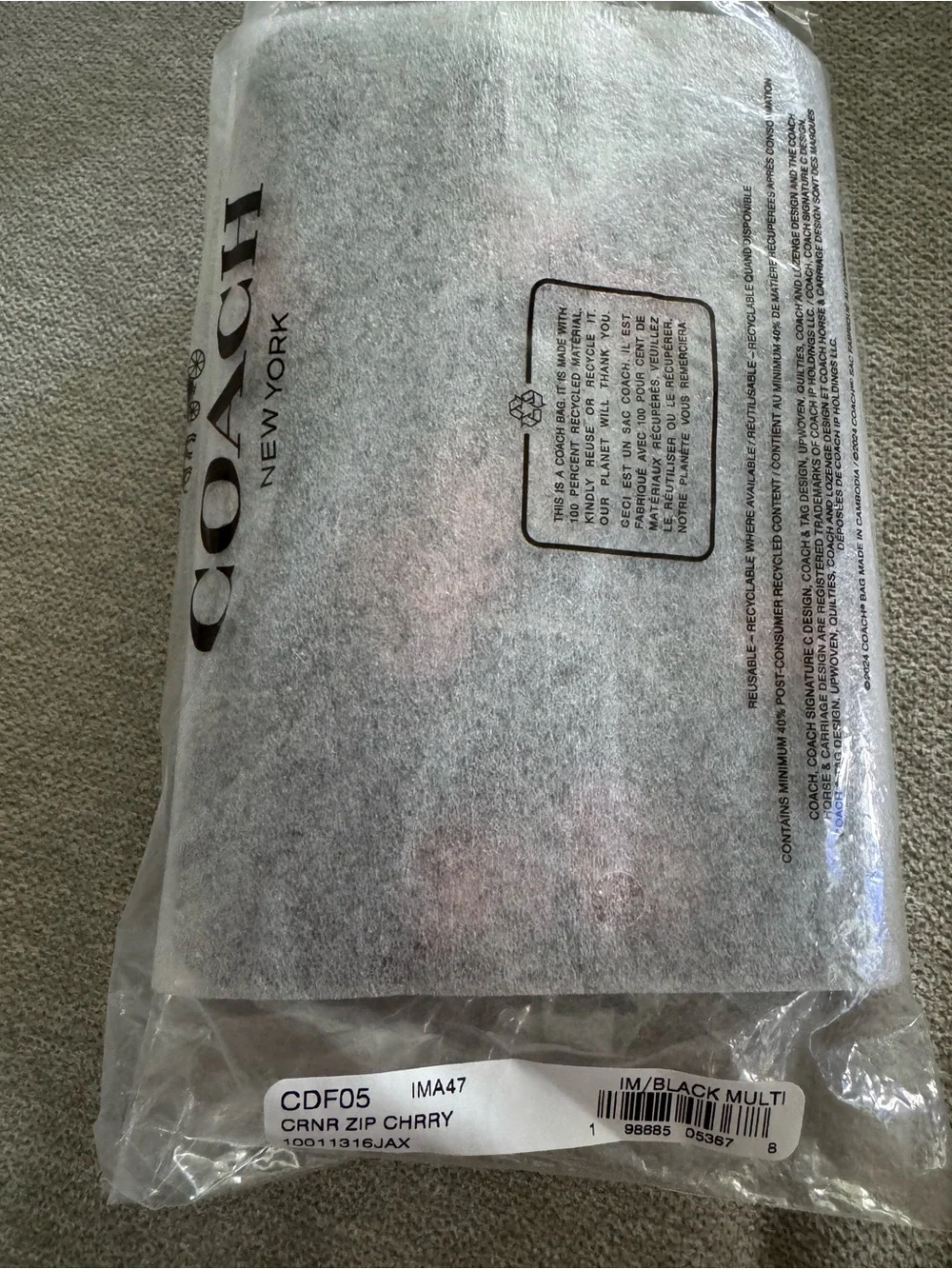 NWT Coach Black Cherry Sequin Leather Wristlet